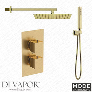 Mode Bathrooms MODE16 Brushed Brass Square Wall Shower Thermostatic Twin Valve Set Spare Parts