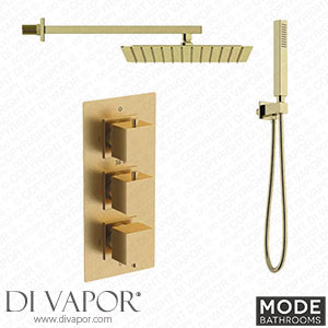 Mode Bathrooms MODE18 Brushed Brass Square Wall Shower Thermostatic Triple Valve Set Spare Parts