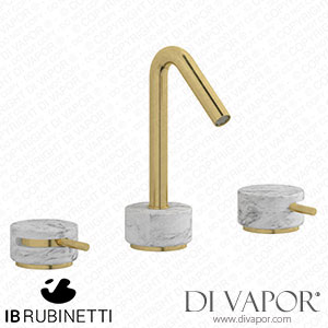 IB Rubinetti MR392ON_1 Marmo + Marmo L Three Holes Washbasin Set with Low Spout - White Marble Spare Parts