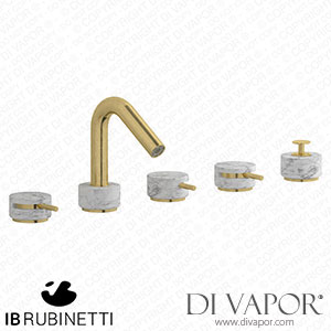 IB Rubinetti MR396ON_1 Marmo + Marmo L Five Holes Deck Mounted Bath Filler with Shower Kit - White Marble Spare Parts