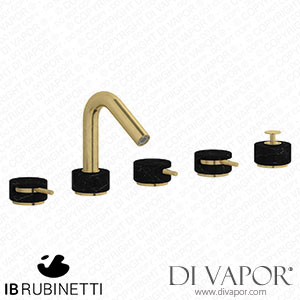 IB Rubinetti MR396ON_2 Marmo + Marmo L Five Holes Deck Mounted Bath Filler with Shower Kit - Black Marble Spare Parts