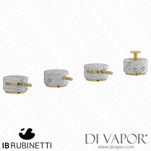 IB Rubinetti MR397ON_1 Marmo + Marmo L Four Holes Bath Filler with Overflow Outlet Connection Diverter and Shower Kit - White Marble Spare Parts