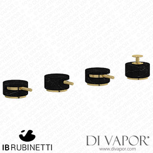 IB Rubinetti MR397ON_2 Marmo + Marmo L Four Holes Bath Filler with Overflow Outlet Connection Diverter and Shower Kit - Black Marble Spare Parts