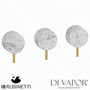 IB Rubinetti MR410ON_1 Marmo + Marmo L Three Holes Wall Mounted Shower with Two Ways Diverter - White Marble Spare Parts