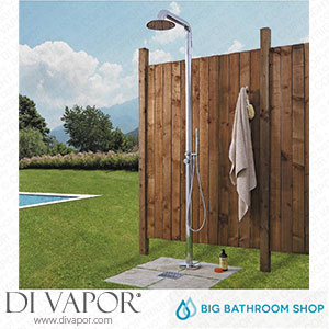 Big Bathroom Shop ODSPM3PC Milano Sevilla - Chrome Outdoor Shower with Shower Head and Hand Shower (2 Outlet) Spare Parts