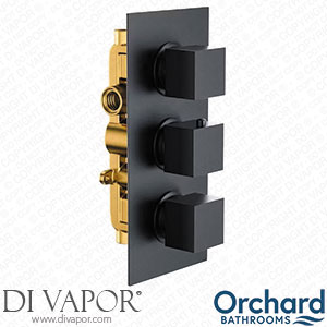 Orchard Matt Black Square Triple Thermostatic Shower Valve - 2 Outlets - ORCH03 Spare Parts