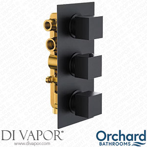 Orchard Matt Black Square Triple Thermostatic Shower Valve - 3 Outlets - ORCH04 Spare Parts