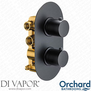 Orchard Matt Black Round Twin Thermostatic Shower Valve - 2 Outlets - ORCH06 Spare Parts