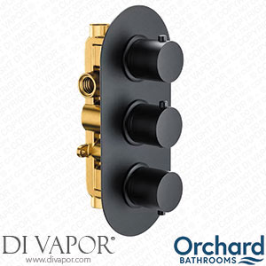 Orchard Matt Black Round Triple Thermostatic Shower Valve - 2 Outlets - ORCH07 Spare Parts