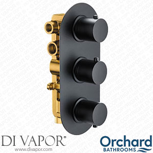 Orchard Matt Black Round Triple Thermostatic Shower Valve - 3 Outlets - ORCH08 Spare Parts