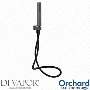 Orchard Matt Black Square Shower Handset Hose and Wall Bracket - ORCH17 Spare Parts