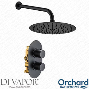 Orchard Bathrooms Matt Black Round Wall Shower and Thermostatic Twin Valve Set - ORCH22 Spare Parts