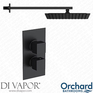 Orchard Bathrooms Matt Black Square Wall Shower and Thermostatic Twin Valve Set - ORCH23 Spare Parts