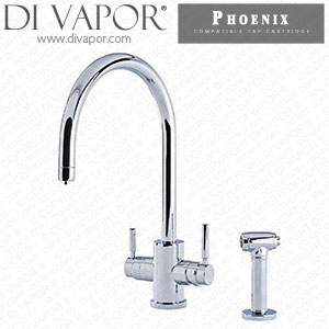 Perrin & Rowe 1712 Phoenix 3-in-1 Instant Hot Water Tap with C-Spout and Rinse Cold Compatible Cartridge - PAR171211