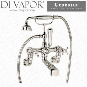 Perrin & Rowe 3001 Georgian Deck-Mounted Bath-Shower Mixer with Crosstop Handles Cold Compatible Cartridge - PAR300111