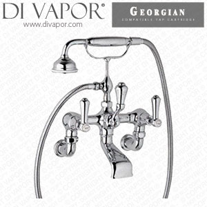 Perrin & Rowe 3006 Georgian Wall-Mounted Bath-Shower Mixer with Lever Handles Cold Compatible Cartridge - PAR300611