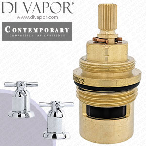 Perrin & Rowe 3057 Contemporary Pair 3/4 Crosstop Deck Valves Anti-Clockwise Turn to Open Compatible Cartridge - PAR305711