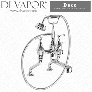 Perrin & Rowe 3100 Deco Deck-Mounted Bath-Shower Mixer with Handshower and Lever Cold Compatible Cartridge - PAR310011