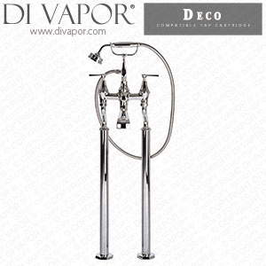 Perrin & Rowe 3120 Deco Floor-Mounted Bath-Shower Mixer with Handshower and Lever Cold Compatible Cartridge - PAR312011