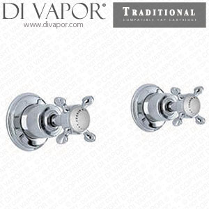 Perrin & Rowe 3231 Traditional Pair 3/4 Wall Valves with Crosshead Handles Cold Compatible Cartridge - PAR323111