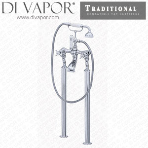 Perrin & Rowe 3521 Traditional Floorstanding Bath Shower Mixer Tap with Crosstop Hot Compatible Cartridge - PAR352112