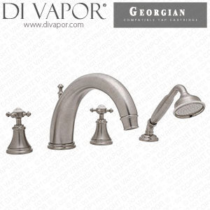 Perrin & Rowe 3649 Georgian 4-Hole Bath Tap Set with Crosstop Handles Cold Compatible Cartridge - PAR364911