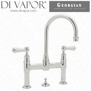 Perrin & Rowe 3708 Georgian Bridge Basin Mixer Tap with Pop-Up and Lever Handles Cold Compatible Cartridge - PAR370811