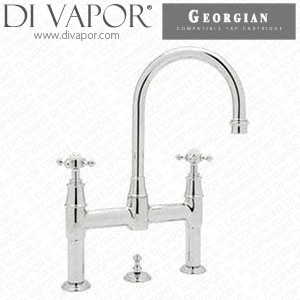 Perrin & Rowe 3709 Georgian Bridge Basin Mixer Tap with Pop-Up and Crosstop Handles Cold Compatible Cartridge - PAR370911