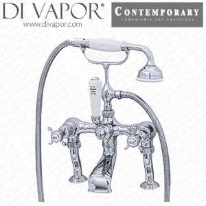 Perrin & Rowe 3816 Langbourn Deck-Mounted Bath-Shower Mixer with Crosstop Handles Cold Compatible Cartridge - PAR381611