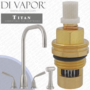 Perrin & Rowe Titan 3 Hole Tap with C Spout and Spray 4876 Cold Tap Cartridge Compatible Spare