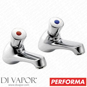 Performa 349001 Non-Concussive Basin Taps (Pair) with 2 x Hot & Cold Indices Spare Parts