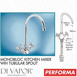 Pegler Yorkshire Performa 4W9045 Souvenir Monobloc Kitchen Tap with Tubular Spout Spare Parts