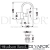 Hudson Reed Tec Basin Mixer Tap Push Button Waste Dimension