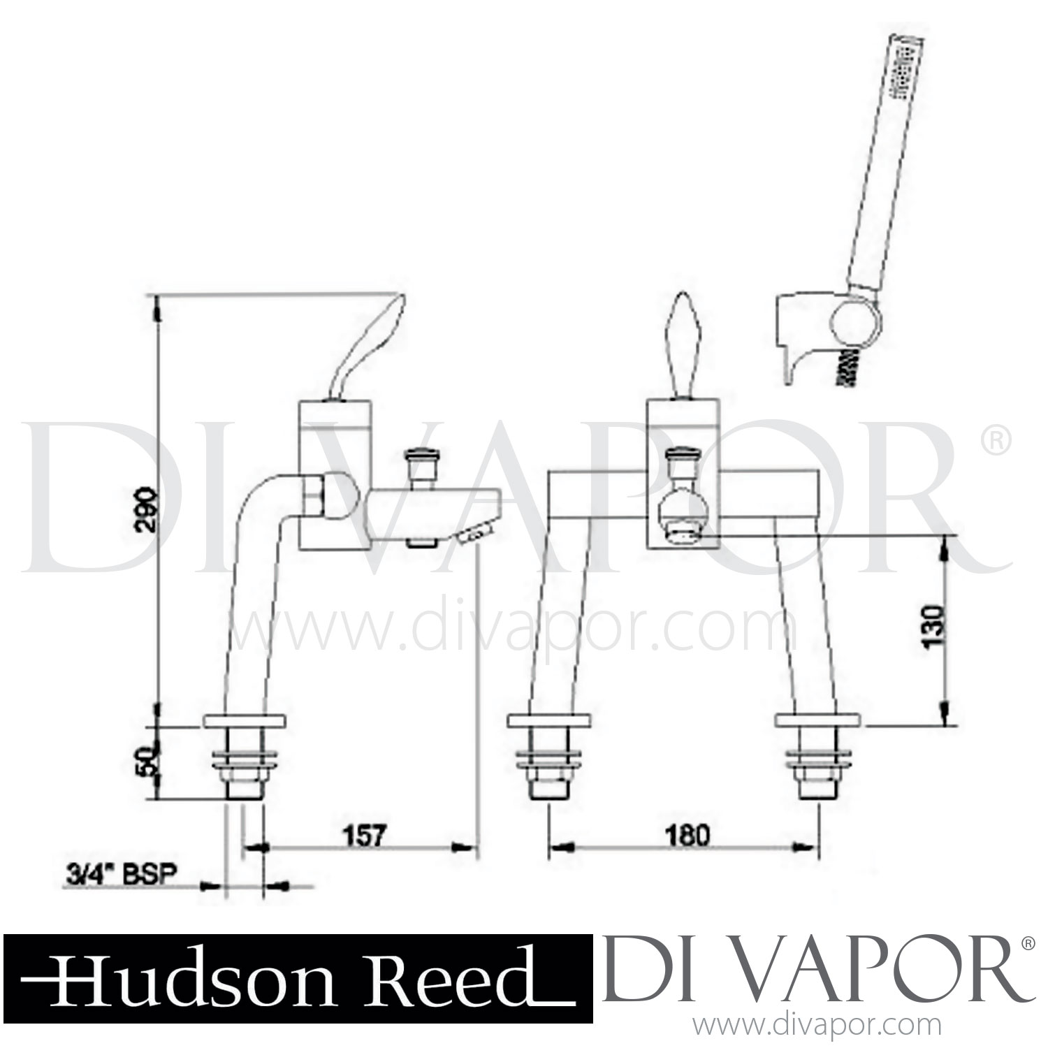 Ultra Modern Flame Deck Mounted Bath Shower Mixer - PV304 Spare Parts