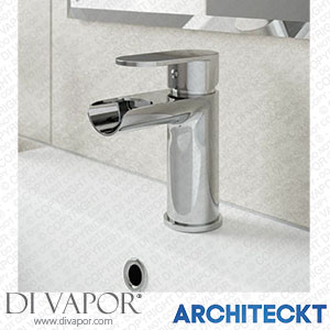 Architeckt QT8412AW Bathroom Waterfall Mono Basin Sink Mixer Tap Modern Round Lever Handle Chrome Spare Parts