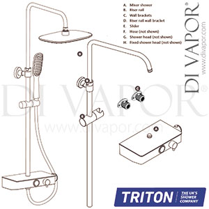 Triton RMPBDIV8 Push Button Bar Diverter Mixer Shower Spare Parts