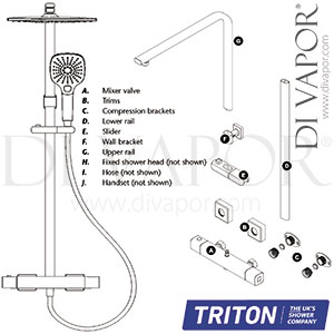 Triton RMVELDV2 Velino Cool Touch Bar Diverter Mixer Spare Parts