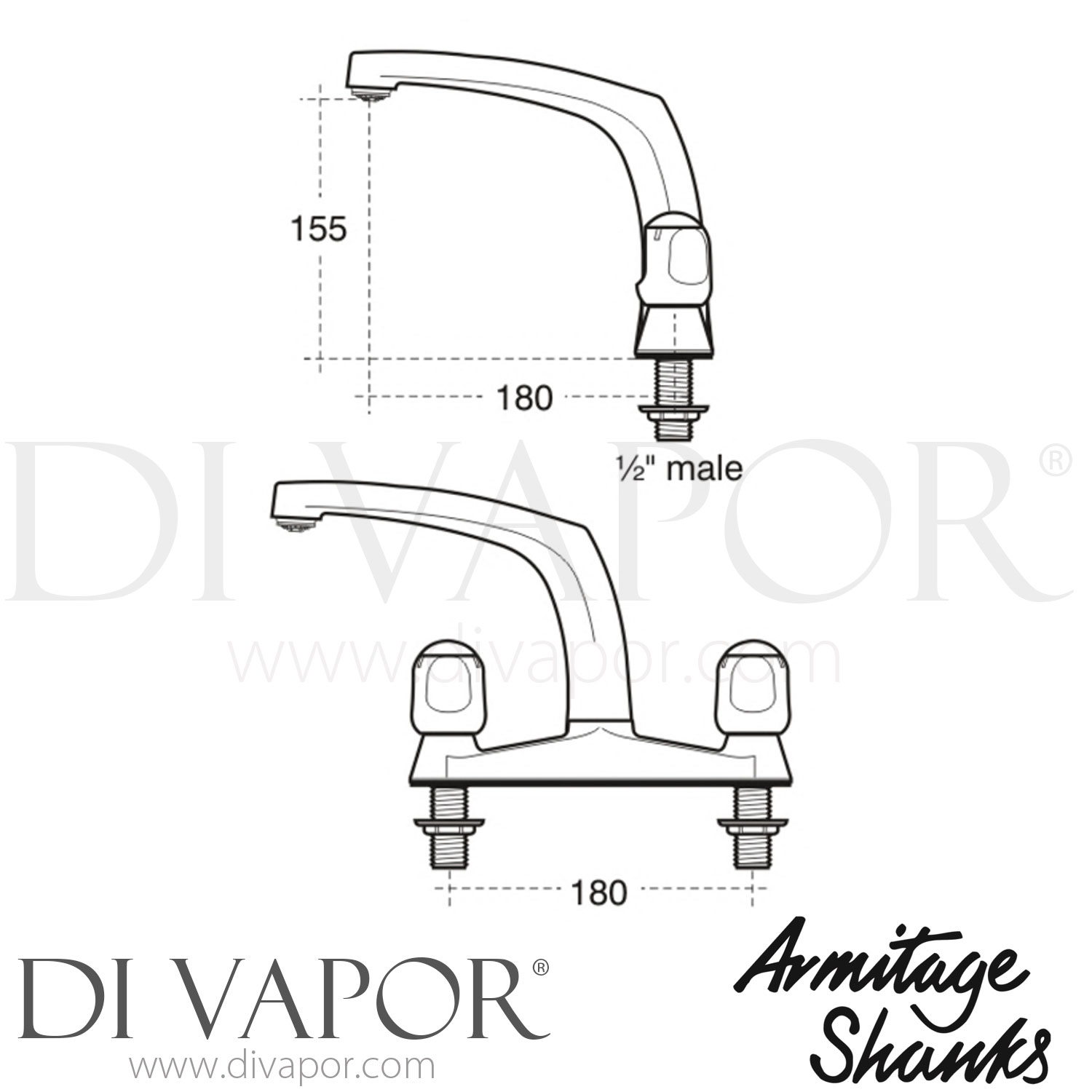 Armitage Shanks S7927AA Sandringham Standard Sink Mixer Kitchen Tap ...