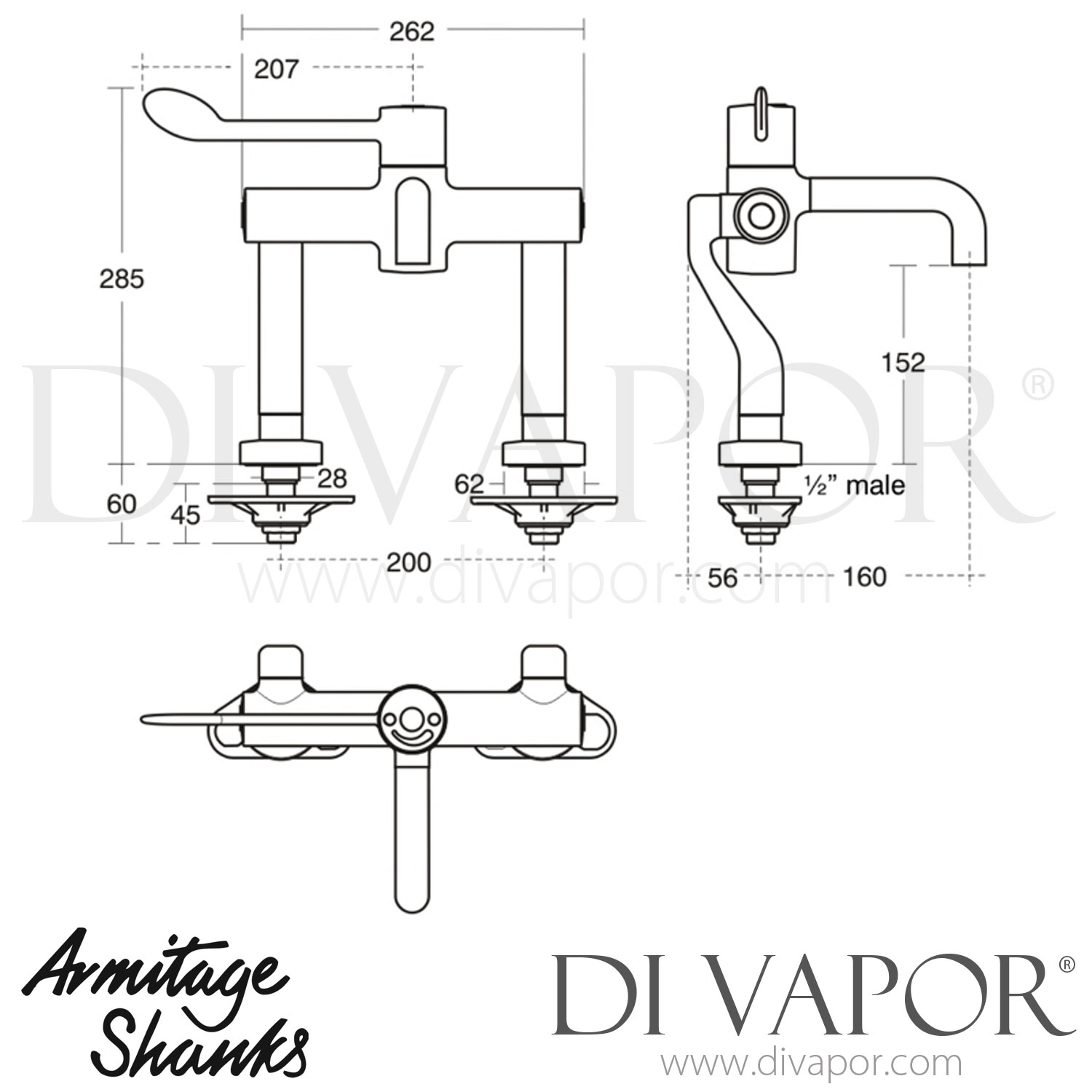 Armitage Shanks S8238AA Markwik Pillar Sequential Thermostatic Basin ...