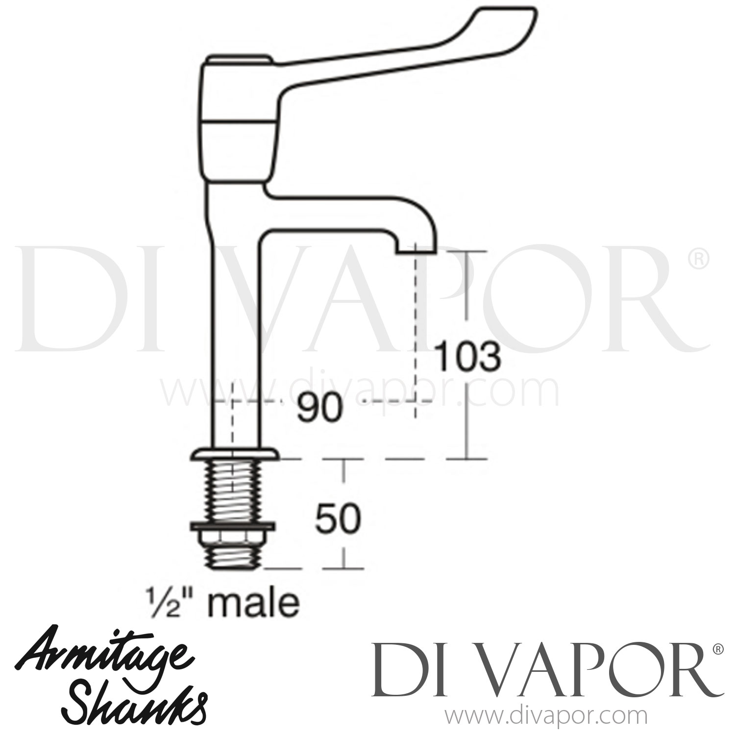 Armitage Shanks S8265AA Markwik High Neck Pillar Taps with 150mm Lever ...