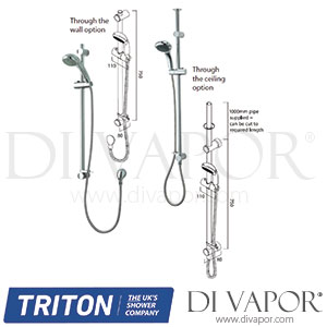 Triton SATMIXSIR-HP Satellites Ceiling Fed HP Digital Mixer with Metis Shower Kit Spare Parts