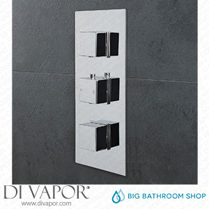 Big Bathroom Shop SB1103CH-ML Milano Arvo - Modern 2 Outlet Square Triple Thermostatic Shower Valve - Chrome Spare Parts