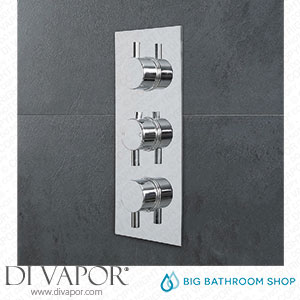 Big Bathroom Shop SB1204CH-HR Milano Mirage - Round 3 Outlet Triple Diverter Thermostatic Shower Valve - Chrome Spare Parts