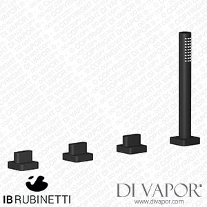 IB Rubinetti SB397NP Superbox Four Holes Bath Filler with Overflow Outlet Connection Diverter and Shower Kit Spare Parts