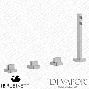 IB Rubinetti SB397SS Superbox Four Holes Bath Filler with Overflow Outlet Connection Diverter and Shower Kit Spare Parts