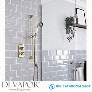 Big Bathroom Shop SBSL002AB Milano Elizabeth - Traditional Riser Rail Kit with Hand Shower and Outlet Elbow - Brushed Gold Spare Parts