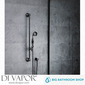 Big Bathroom Shop SBSL002BL Milano Elizabeth - Traditional Riser Rail Kit with Hand Shower and Outlet Elbow - Black Spare Parts