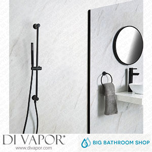 Big Bathroom Shop SBSL004BC Milano Nero - Modern Riser Rail Kit with Hand Shower and Outlet Elbow - Black Spare Parts