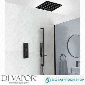 Big Bathroom Shop SBTR1121BL Milano Preto - Black Thermostatic Shower with Recessed Shower Head and Riser Rail with Hand Shower (2 Outlet) Spare Parts