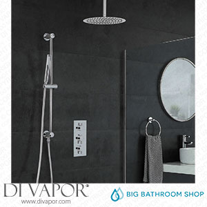 Big Bathroom Shop SBTR1211 Milano Mirage - Chrome Thermostatic Shower with Ceiling Mounted Shower Head Hand Shower and Riser Rail (2 Outlet) Spare Parts